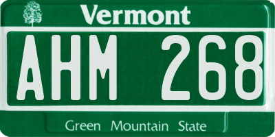 VT license plate AHM268