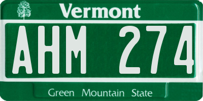 VT license plate AHM274