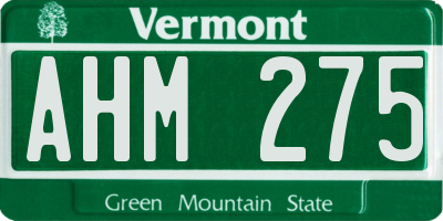 VT license plate AHM275