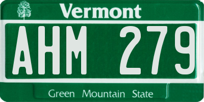 VT license plate AHM279