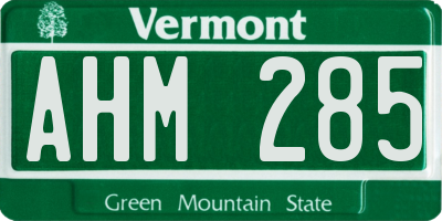 VT license plate AHM285