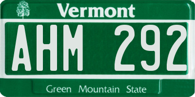 VT license plate AHM292