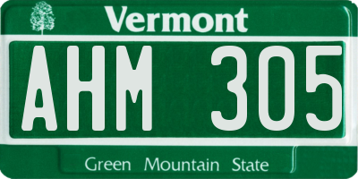 VT license plate AHM305