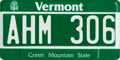 VT license plate AHM306