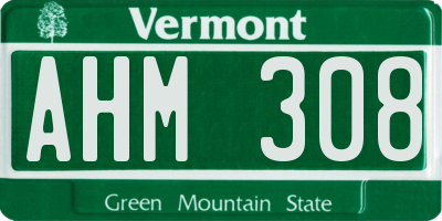 VT license plate AHM308