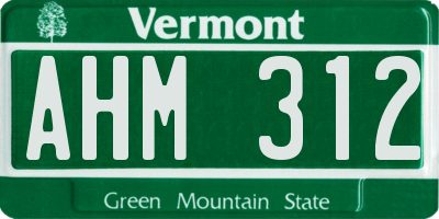 VT license plate AHM312