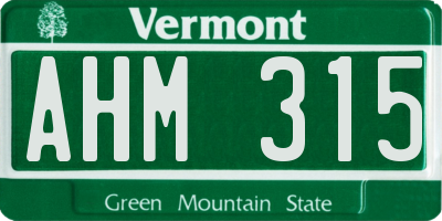 VT license plate AHM315