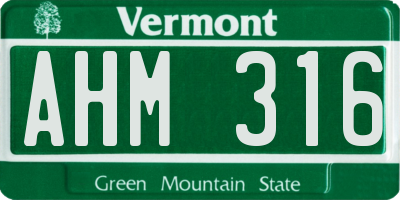 VT license plate AHM316