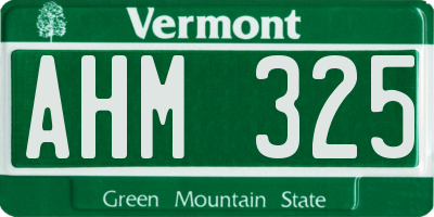 VT license plate AHM325