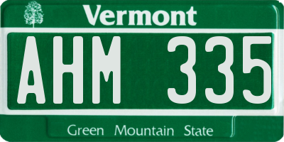 VT license plate AHM335