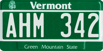 VT license plate AHM342