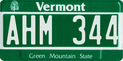 VT license plate AHM344