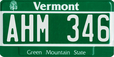 VT license plate AHM346