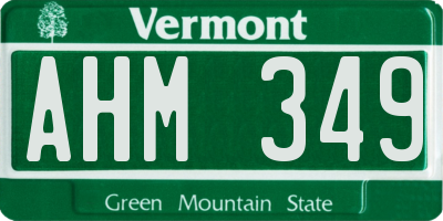 VT license plate AHM349