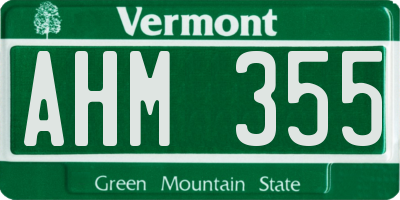 VT license plate AHM355