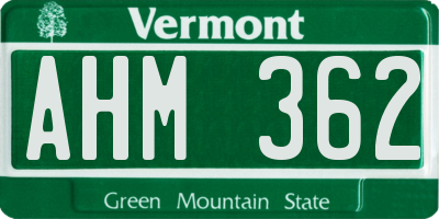 VT license plate AHM362