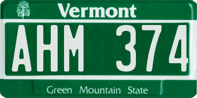 VT license plate AHM374