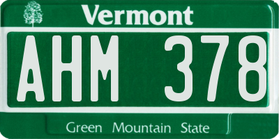 VT license plate AHM378