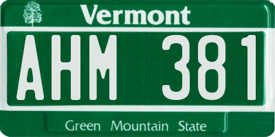 VT license plate AHM381