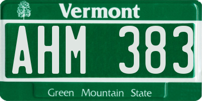 VT license plate AHM383