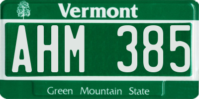 VT license plate AHM385