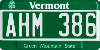 VT license plate AHM386