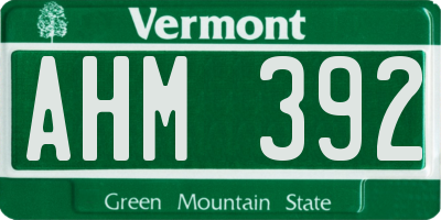 VT license plate AHM392