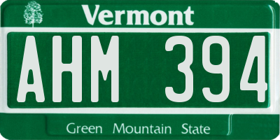 VT license plate AHM394