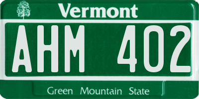 VT license plate AHM402