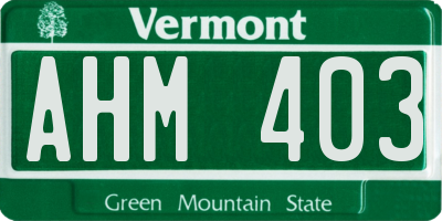 VT license plate AHM403