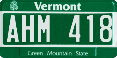 VT license plate AHM418