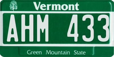 VT license plate AHM433