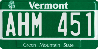 VT license plate AHM451