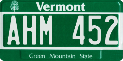 VT license plate AHM452