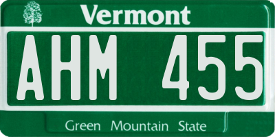 VT license plate AHM455