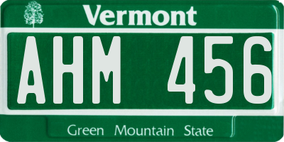 VT license plate AHM456