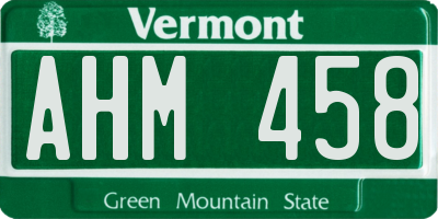 VT license plate AHM458