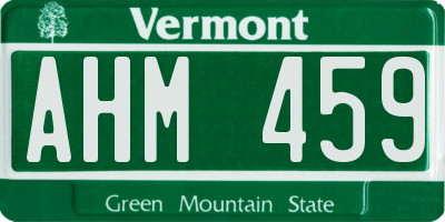 VT license plate AHM459
