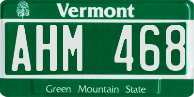 VT license plate AHM468