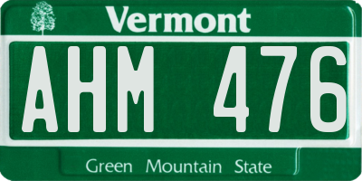 VT license plate AHM476