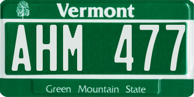 VT license plate AHM477