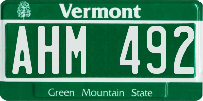 VT license plate AHM492