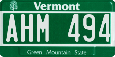 VT license plate AHM494