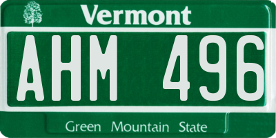 VT license plate AHM496
