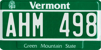 VT license plate AHM498