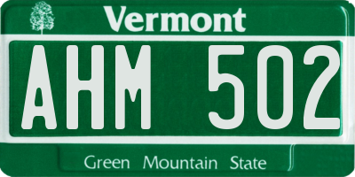 VT license plate AHM502
