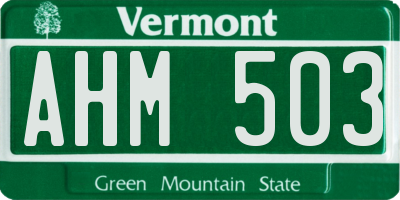 VT license plate AHM503
