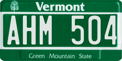 VT license plate AHM504
