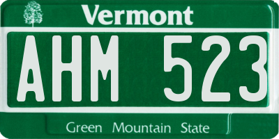 VT license plate AHM523