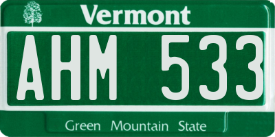 VT license plate AHM533